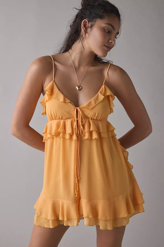 Kimchi Blue Mariah Tie-Front Ruffle Romper