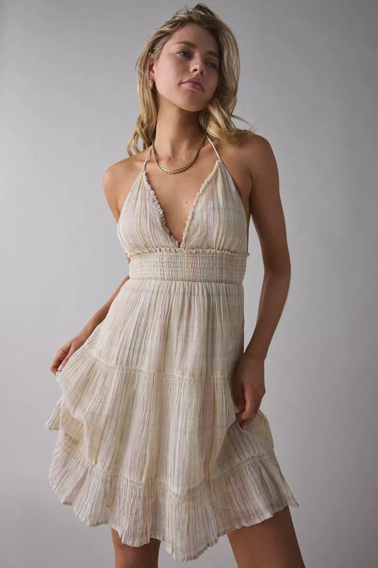 Kimchi Blue Phoebe Cotton Open-Back Halter Knee Length Dress